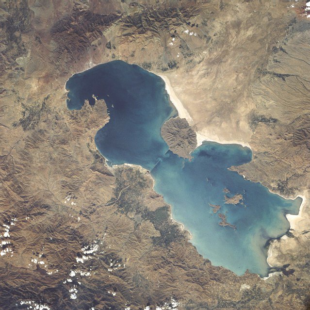 Lake Orumiyeh (NASA and Wikimedia Commons).