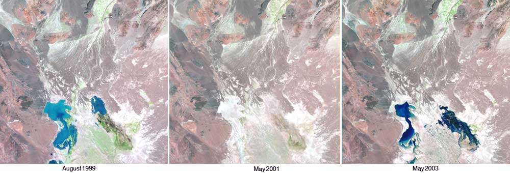 Sistan showing variations in water extent, U.S. Geological Survey and Wikimedia Commons.