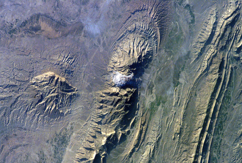 Salt dome, Zagro Mounatins, from NASA and Wikimedia Commons.