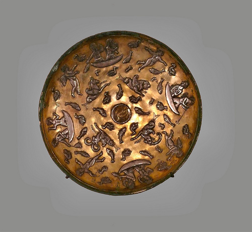Gold and silver Sassanian plate showing a fishing party, Iran Bastan Museum, Tehran (Wikimedia Commons).
