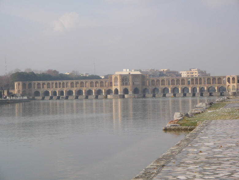 Zayandeh River at Pol-e Khaju in winter (Wikimedia Commons).